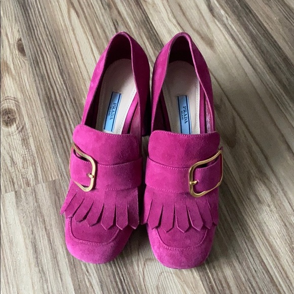 PRADA SUEDE KILTIE LOAFER PUMPS - Picture 2 of 6